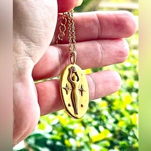 SEQUIN 22k The Golden Goddess Necklace Dipped Brass ⭐️✨🌙
